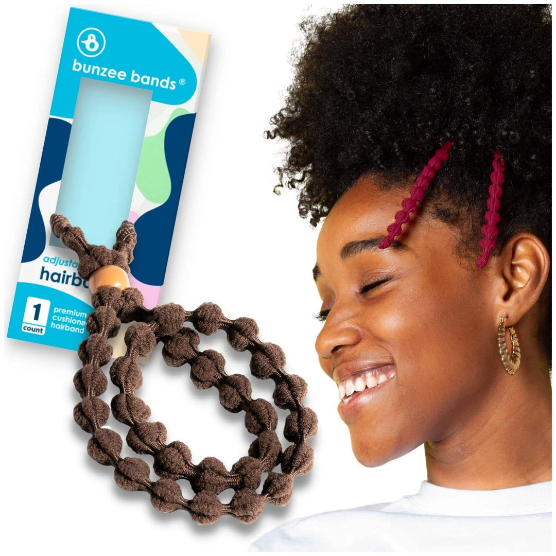 Large Hair Band for Thick, Curly, Natural Hair - Cushioned No Damage Hair Ties Ideal for Braids, Pineapple Hair - Afro Puff Ponytail Holder - Adjustable, Extra Stretchy (Black 2Pk)