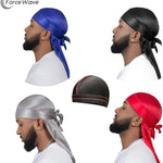 4PCS Silky Durags for Men Women 360 Waves with 1 Wave Cap, Silky Satin Durag Extra Long Tails - PHamily Hair Care 
