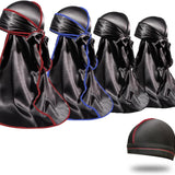 4PCS Silky Durags for Men Women 360 Waves with 1 Wave Cap, Silky Satin Durag Extra Long Tails - PHamily Hair Care 