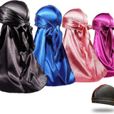 4PCS Silky Durags for Men Women 360 Waves with 1 Wave Cap, Silky Satin Durag Extra Long Tails - PHamily Hair Care 