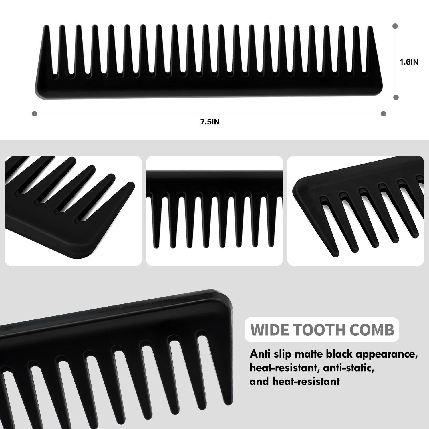 4Pcs Curly Hair Brush Set for Adult & Kids Wet or Dry, Detangling Brush for 3/4ABC Hair with Detangler Spray Bottle & Wide Tooth Comb (3+1, Black)
