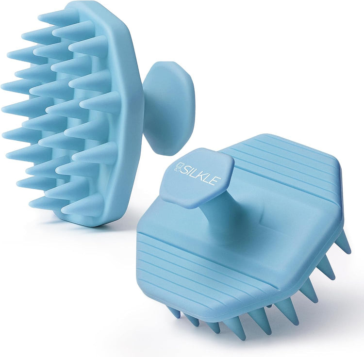 Silicone Scalp Scrubber - Massage Shampoo Brush, Soft Bristles for Hair Growth & Dandruff Removal - Ergonomic Design, Wet & Dry Use, Deep Cleansing Scalp Exfoliator for All Hair Types - Black