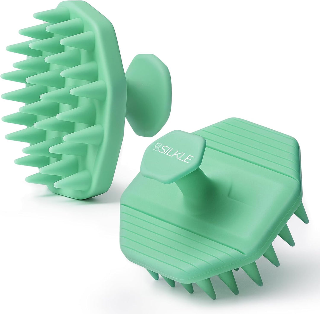 Silicone Scalp Scrubber - Massage Shampoo Brush, Soft Bristles for Hair Growth & Dandruff Removal - Ergonomic Design, Wet & Dry Use, Deep Cleansing Scalp Exfoliator for All Hair Types - Black