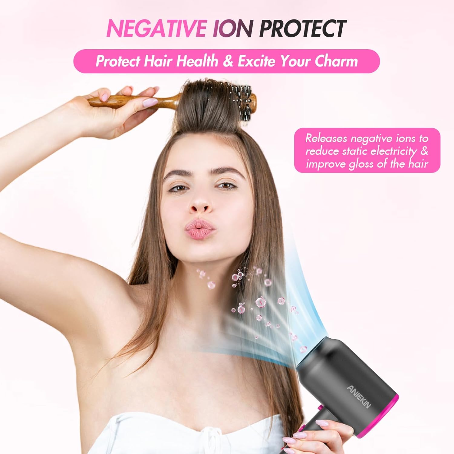 Hair Dryer, 1875 Watts Fast Drying Blow Dryer with Diffuser and Concentrator, Compact Lightweight Hair Dryer for Women and Men - PHamily Hair Care 