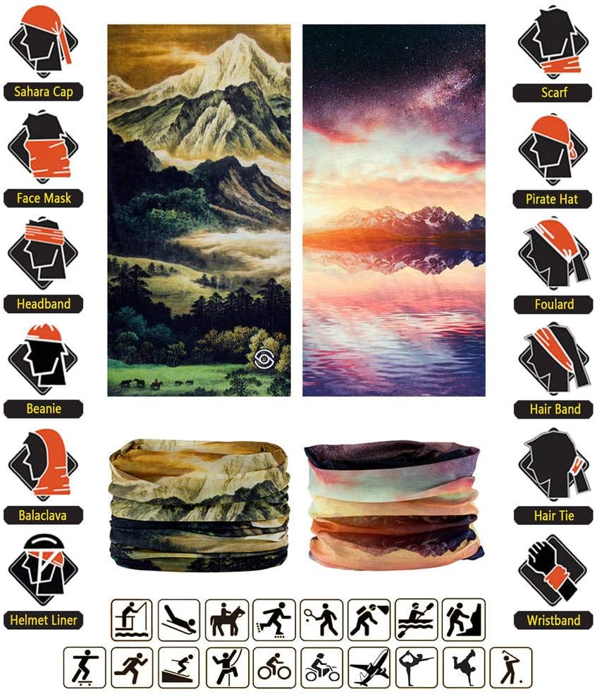 Headband Neck Gaiter Head Wrap Headwear Face Mask Magic Scarf Bandana for Men and Women