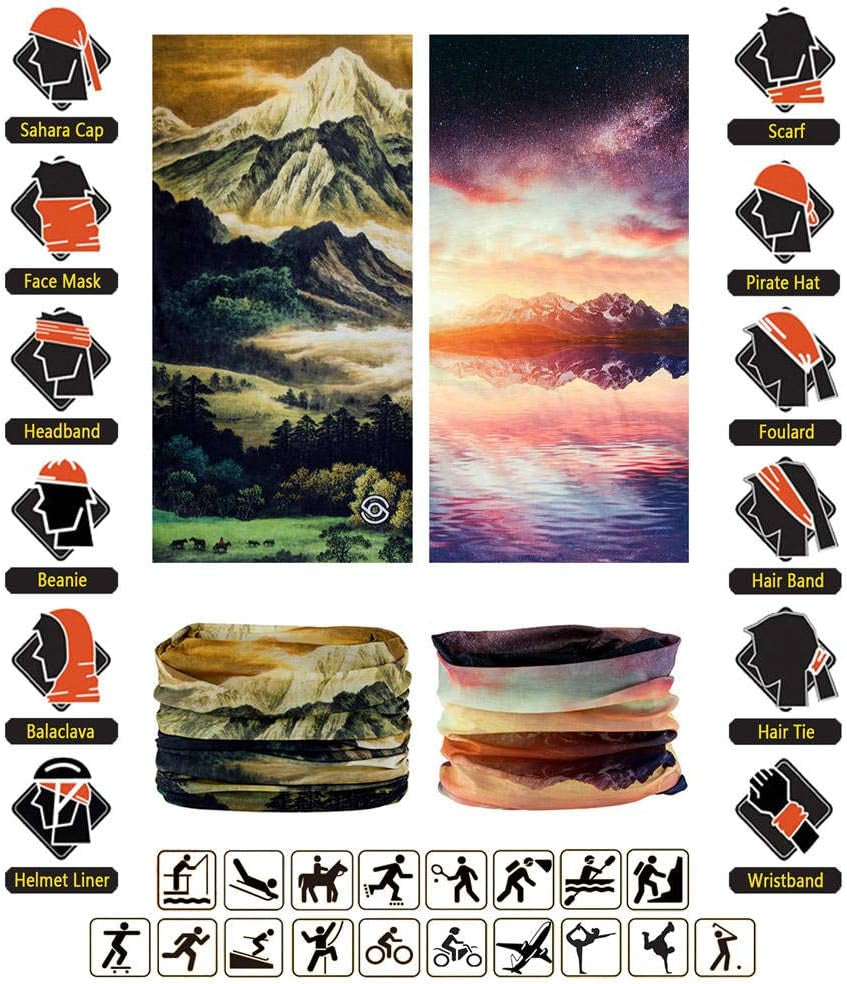 Headband Neck Gaiter Head Wrap Headwear Face Mask Magic Scarf Bandana for Men and Women