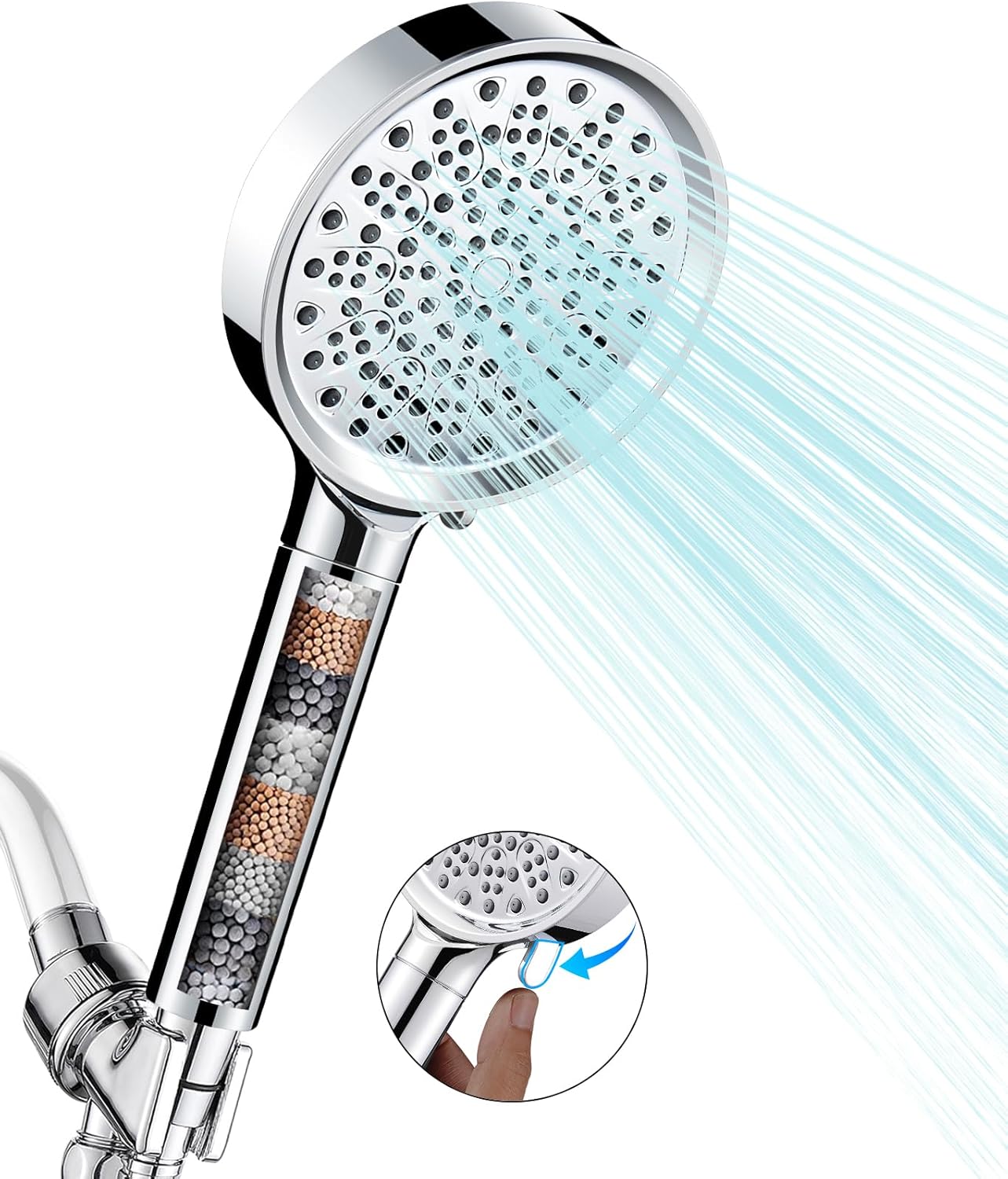 High Pressure Filtered 6 Spray Mode Showerhead
