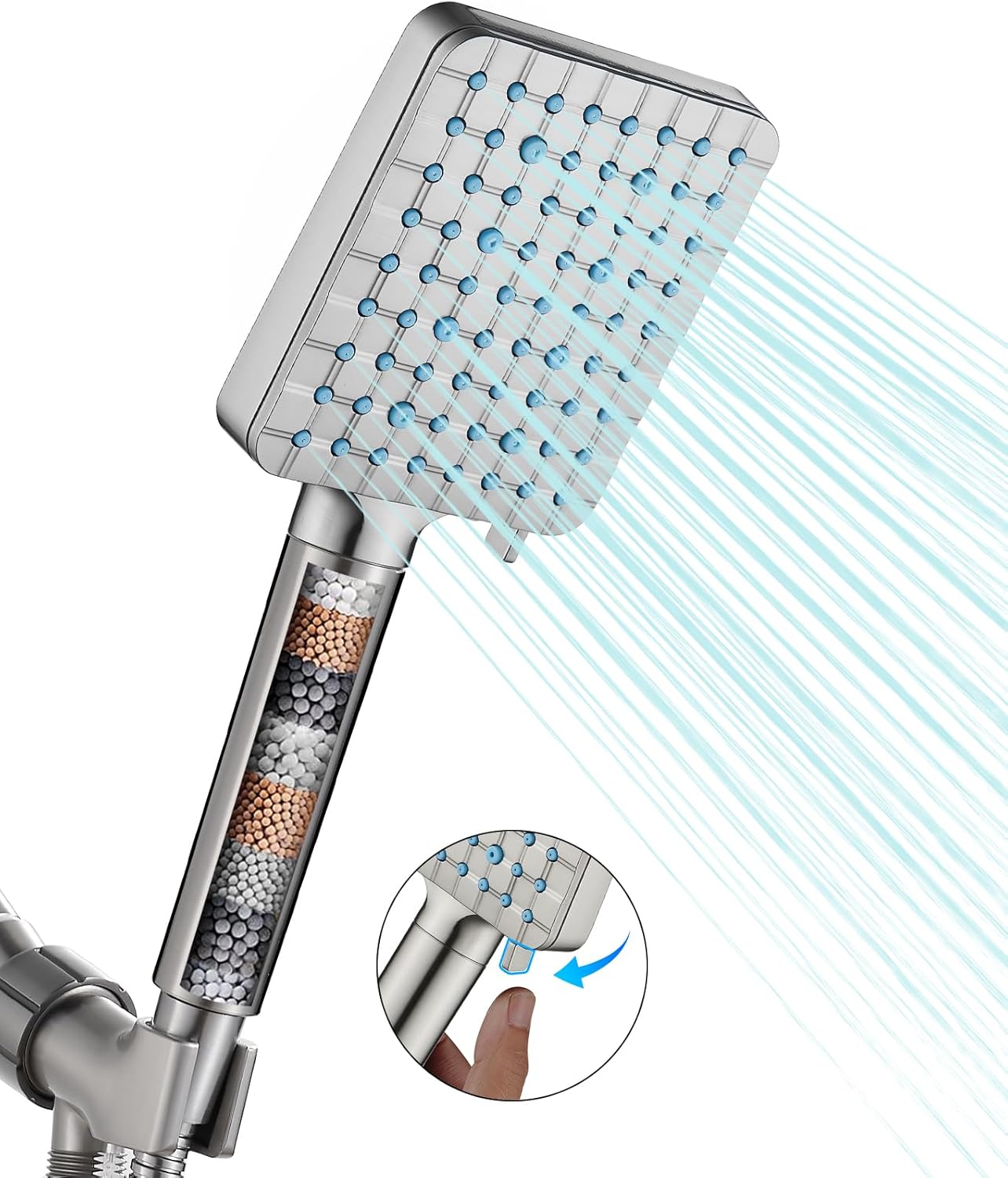 High Pressure Filtered 6 Spray Mode Showerhead