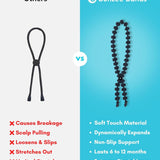 Large Hair Band for Thick, Curly, Natural Hair - Cushioned No Damage Hair Ties Ideal for Braids, Pineapple Hair - Afro Puff Ponytail Holder - Adjustable, Extra Stretchy (Black 2Pk)