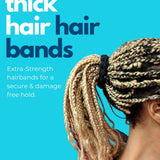 Large Hair Band for Thick, Curly, Natural Hair - Cushioned No Damage Hair Ties Ideal for Braids, Pineapple Hair - Afro Puff Ponytail Holder - Adjustable, Extra Stretchy (Black 2Pk)