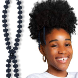 Large Hair Band for Thick, Curly, Natural Hair - Cushioned No Damage Hair Ties Ideal for Braids, Pineapple Hair - Afro Puff Ponytail Holder - Adjustable, Extra Stretchy (Black 2Pk)