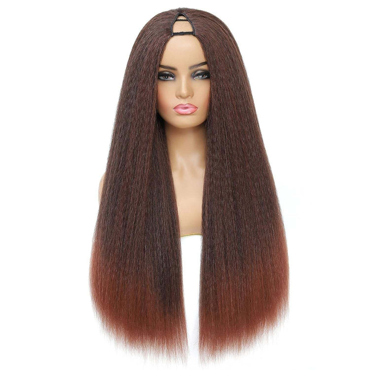 Kinky Straight V Part Wig 26 Inch Yaki Straight 