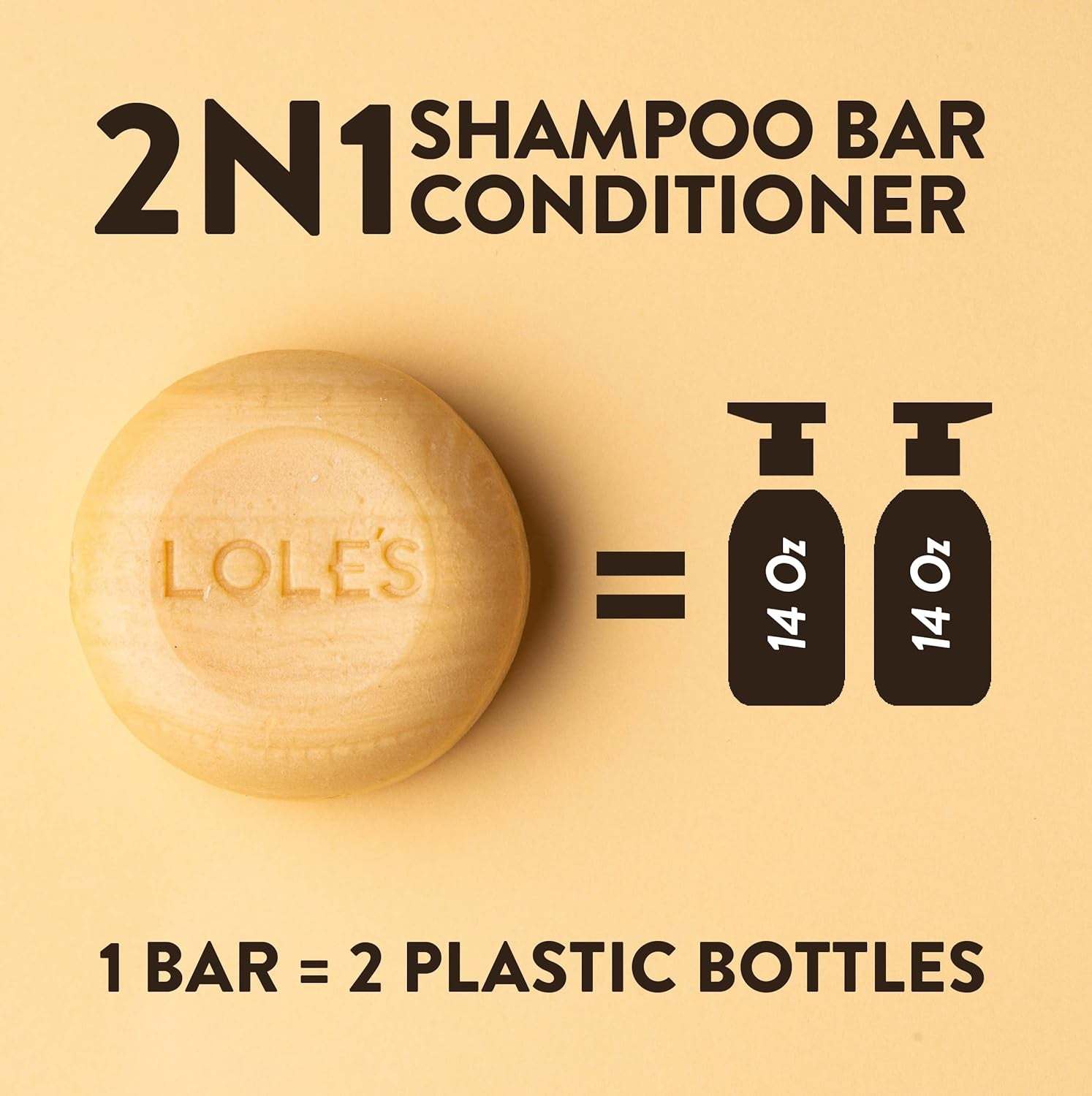 Shampoo Bar & Conditioner 2In1 with Jojoba Oil for Itchy Scalp & Dandruff, Moisturizes & Cleans Scalp, 99% Natural Origin Ingredients, Sustainably Sourced Beeswax, Free from Preservatives, Silicones, Soap, & Dyes, with Plastic Free Packaging, 3.5 Oz