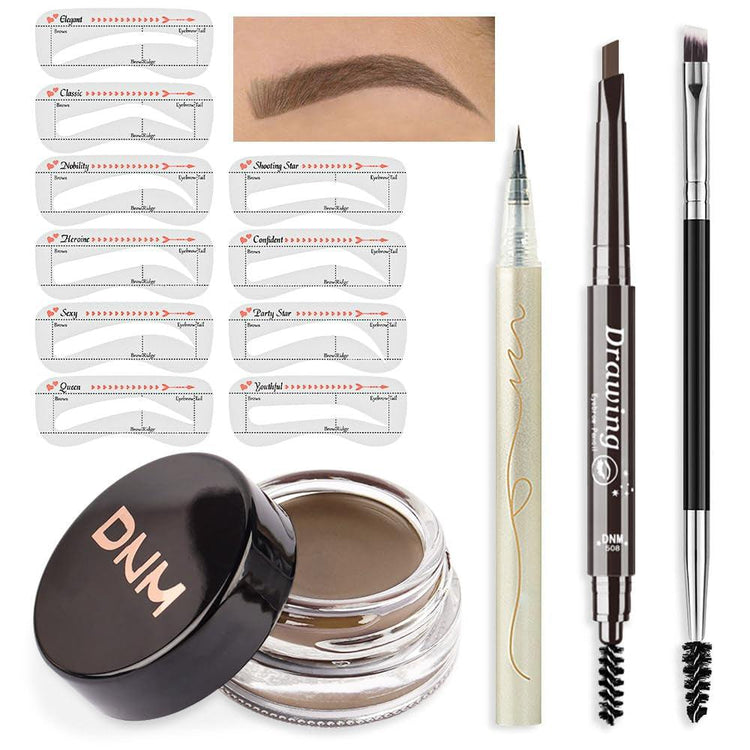 Eyebrow Stamp Pencil Kit for Eyebrows, Makeup Brow Stamp Trio Kit with❤【Eyebrow Pencil Eyeliner Stencil Kit】Included Eyebrow Pencil, Liquid Eyeliner, Eyebrow Pomade, 10 Eyebrow Stencils and Dual-ended Eyebrow Brush.Instantly outlines, Waterproof Eyebrow Pencil, Eyeliner, Eyebrow Pomade, 10 Eyebrow Stencils