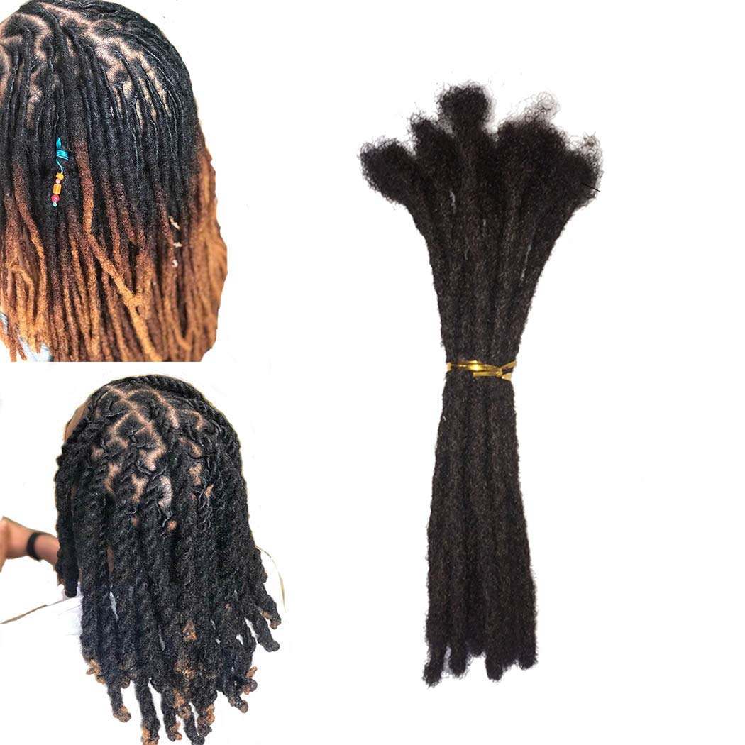 Human Hair Permanent Dreadlocks Extension Handmade Locs Small Size(Diameter 0.4Cm) 20 Strands/Pack (8", Salt and Pepper #39)