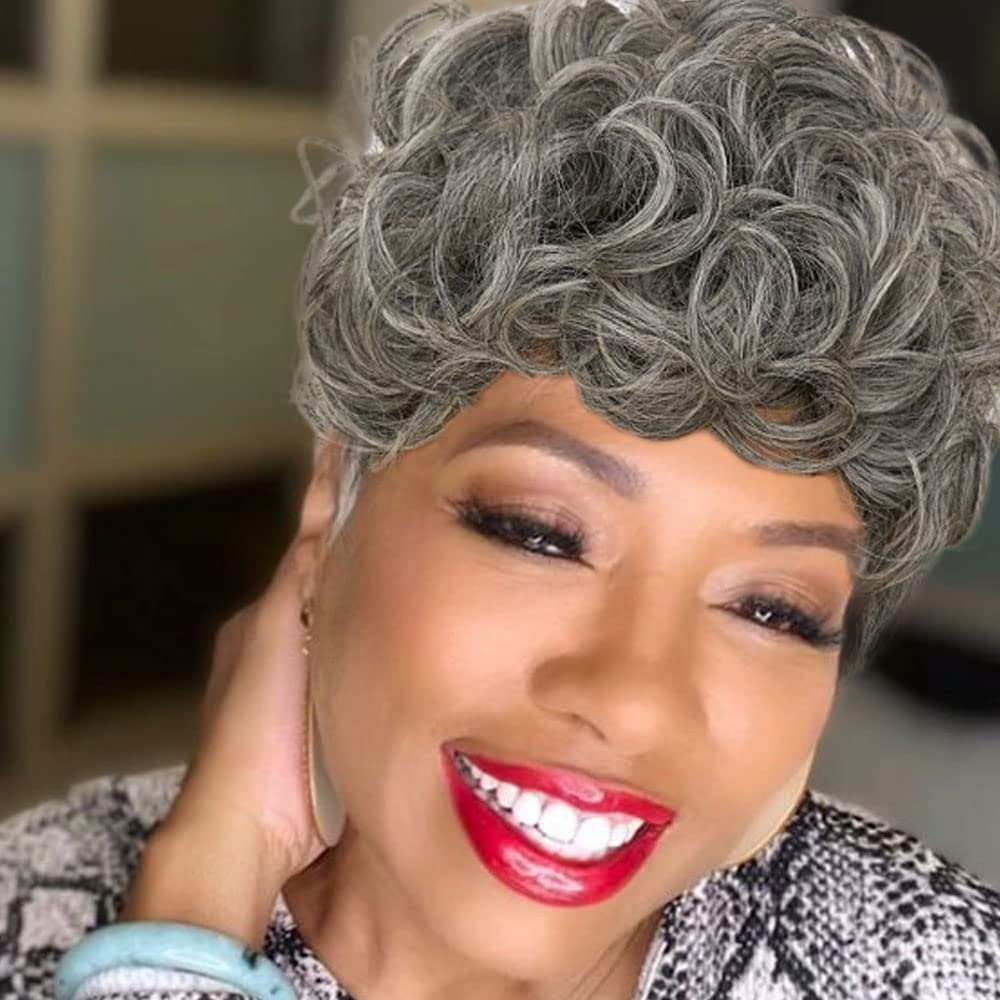 Grey Pixie Cut Wig with Bangs - Short and Fluffy, Natural Wavy Style for Black Women (Grey)











Worried that your wispy locks can't accommodate a bold short hairstyle? The combination of pixie cut hair and Gray color can give you a smartFluffy, Natural Wavy Style