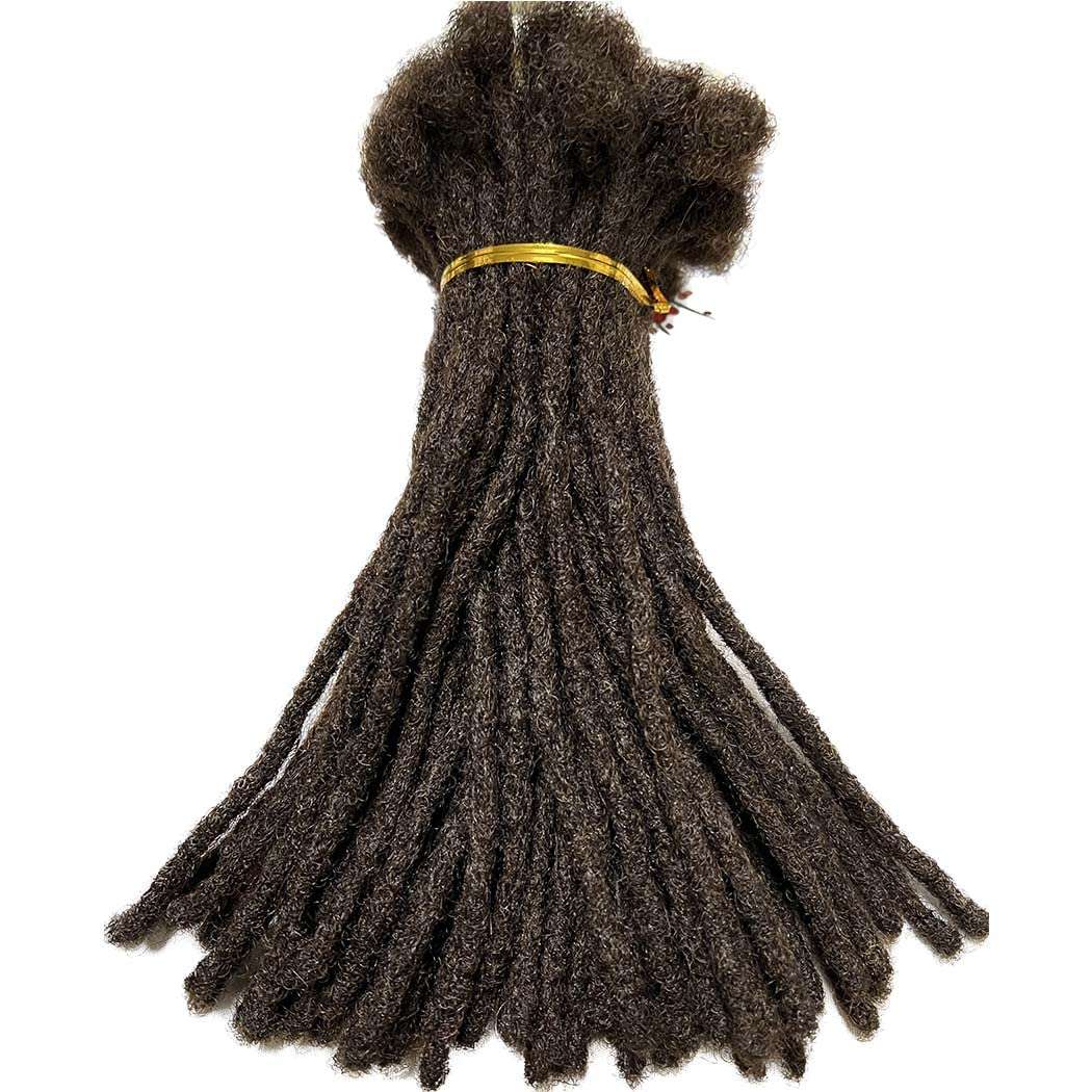 Human Hair Permanent Dreadlocks Extension Handmade Locs Small Size(Diameter 0.4Cm) 20 Strands/Pack (8", Salt and Pepper #39)