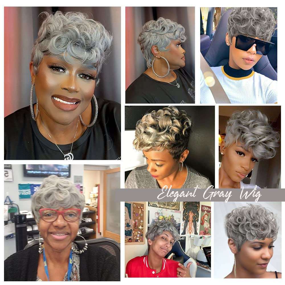 Grey Pixie Cut Wig with Bangs - Short and Fluffy, Natural Wavy Style for Black Women (Grey)











Worried that your wispy locks can't accommodate a bold short hairstyle? The combination of pixie cut hair and Gray color can give you a smartFluffy, Natural Wavy Style