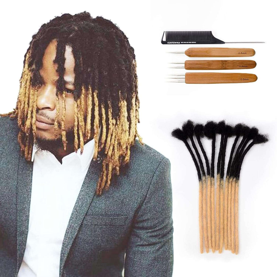 10 Inch 4Cm Width Jumbo Locs 100% Handmade Human Hair Dreadlock Extensions for Man Women Natural Black Dreads Can Be Dyed and Bleached, with Needle and Comb (10 Wick)