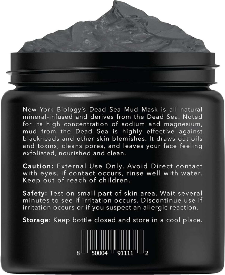 New York Biology Dead Sea Mud Mask for Face and Body - Spa Quality Pore Reducer for Acne, Blackheads and Oily Skin, Natural Skincare for Women, Men - Tightens Skin for a Healthier Complexion - 8.8 Oz