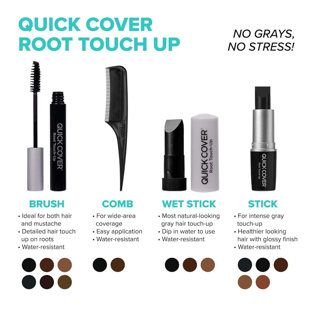 RED by  Quick Cover Root Touch up Rescue, Mascara Natural Water-Resistant Temporary Gray Concealer Cover up Brush for Hair Mustache & Beard (Black) (2Pcs)