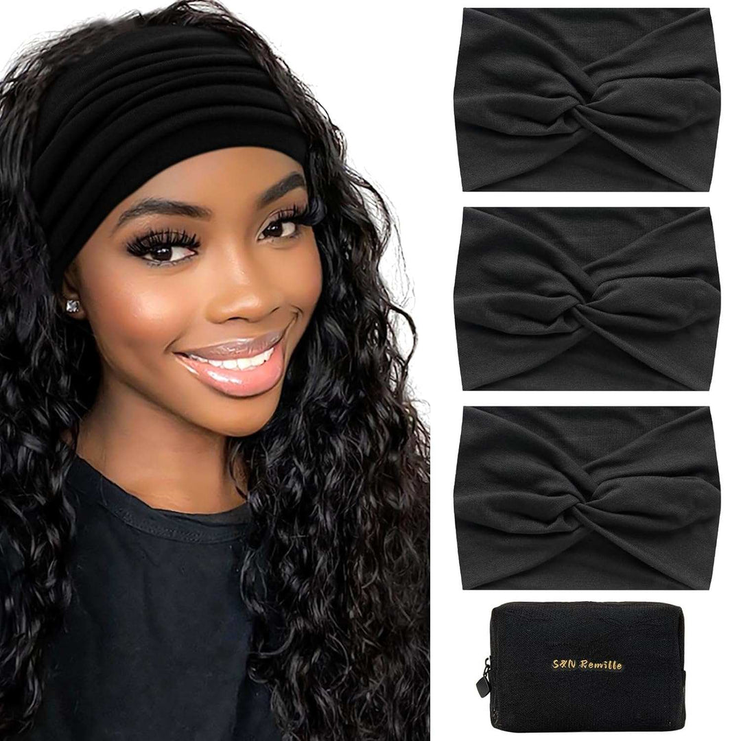 Wide Boho Headbands for Women Extra Large Turban Headband Hairband Hai【Extra Wide Headband】The headband measures: 9.8in*7.08in and can be stretched to 13in, it is stretchy and easy to meet your specific elastic needs, suitable for womeWomen Extra Large Turban Headband Hairband Hair Twisted Knot Accessories 3 Pack