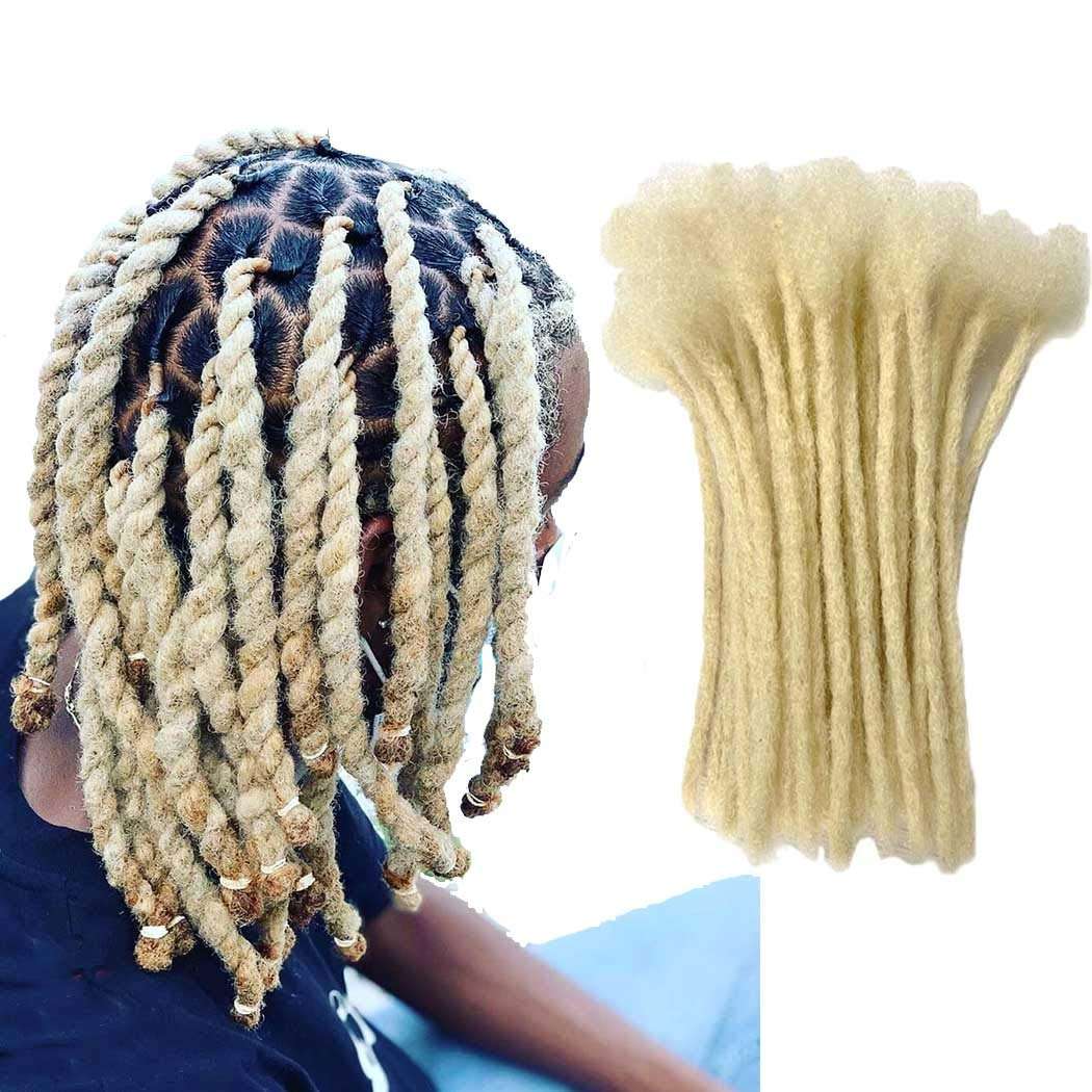 Human Hair Permanent Dreadlocks Extension Handmade Locs Small Size(Diameter 0.4Cm) 20 Strands/Pack (8", Salt and Pepper #39)