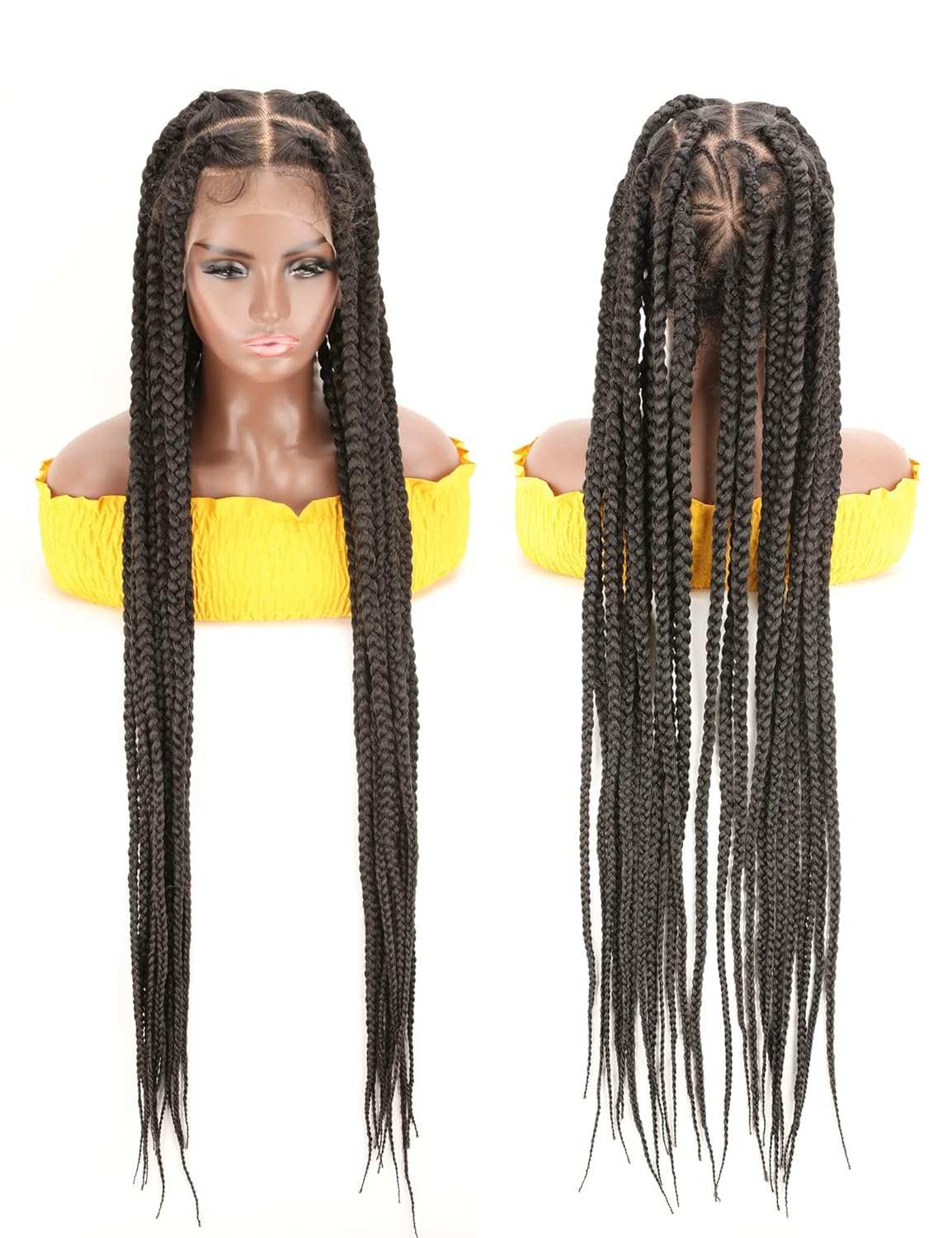 Full Lace Frontal Knotless Box Braid Wig- Glueless Synthetic Cornrow Braided Lace Front Wigs with Baby Hair 