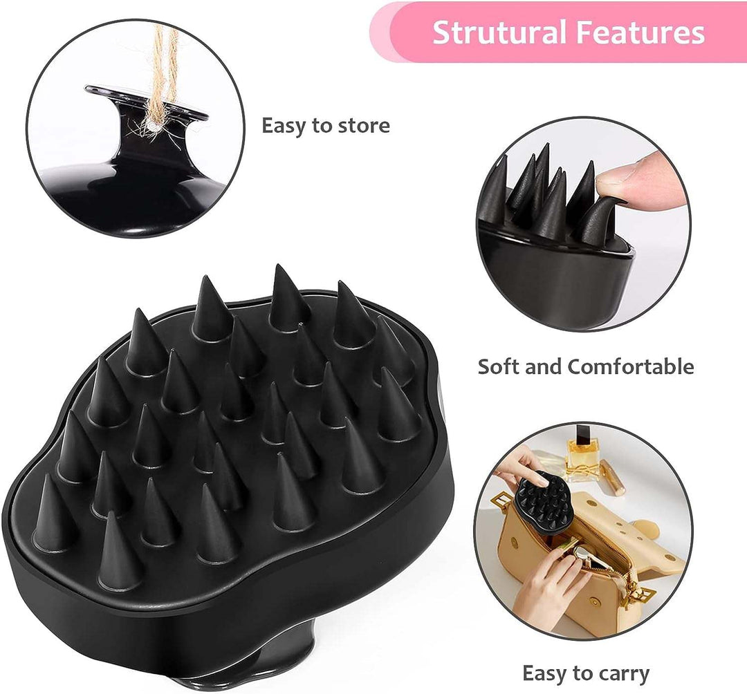 Hair Scalp Massager Shampoo Brush,Soft Silicone Hair Scrub Brush for Wet Dry Hair, Relax Scalp, Reduce Dandruff,Promote Hair Growth,Scalp Scrubber Hair Care Tools for Shower (Black)