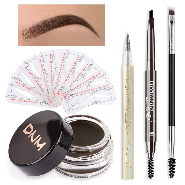 Eyebrow Stamp Pencil Kit for Eyebrows, Makeup Brow Stamp Trio Kit with❤【Eyebrow Pencil Eyeliner Stencil Kit】Included Eyebrow Pencil, Liquid Eyeliner, Eyebrow Pomade, 10 Eyebrow Stencils and Dual-ended Eyebrow Brush.Instantly outlines, Waterproof Eyebrow Pencil, Eyeliner, Eyebrow Pomade, 10 Eyebrow Stencils