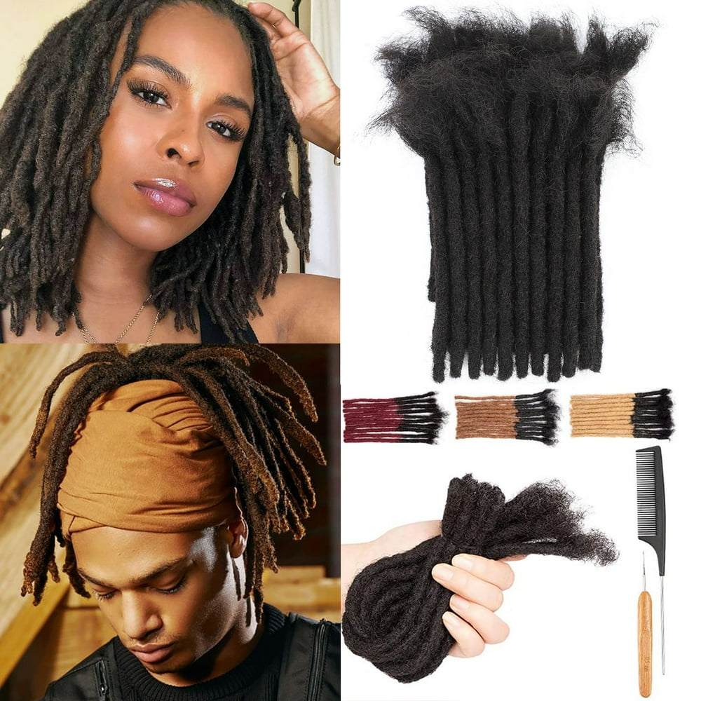 Dreadlock Extensions Loc Extensions Human Hair for Men/Women 30 Strands 6Inch 100% Real Human Hair Permanent Dreadlock Extensions Locs Extensions