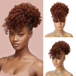 Afro Puff Drawstring Ponytail with Bangs Pineapple Updo