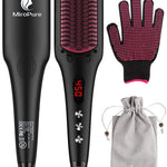 Enhanced Ceramic Hair Straightener Brush by MiroPure, 2-in-1 Ionic Straightening Brush 