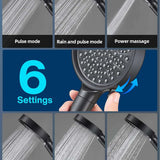 Filtered Shower Head with Handheld, High Pressure 6 Spray Mode Showerhead with Filters, Water Softener Filters Beads for Hard Water - Remove Chlorine - Reduces Dry Itchy Skin, Matte Black