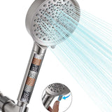 Filtered Shower Head with Handheld, High Pressure 6 Spray Mode Showerhead with Filters, Water Softener Filters Beads for Hard Water - Remove Chlorine - Reduces Dry Itchy Skin, Matte Black