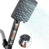 Filtered Shower Head with Handheld, High Pressure 6 Spray Mode Showerhead with Filters, Water Softener Filters Beads for Hard Water - Remove Chlorine - Reduces Dry Itchy Skin, Matte Black