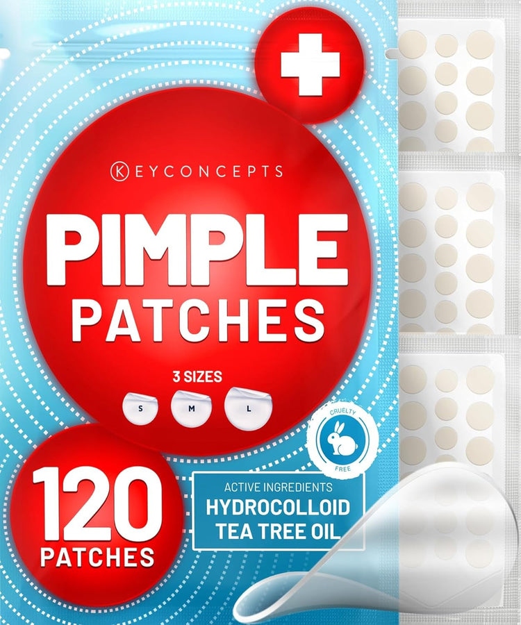 Pimple Patches for Face (120 Pack)Vegan-friendly, Not Tested on Animals - Use hydrocolloid pimple patches any skin type. These acne spot stickers are for face zit patches and body acne. Our acne pimpFace (120 Pack)