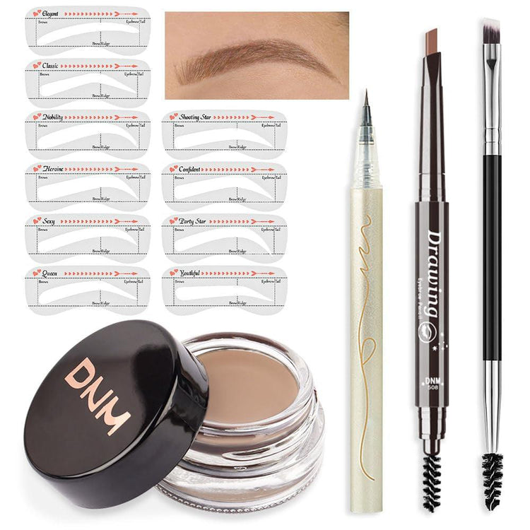 Eyebrow Stamp Pencil Kit for Eyebrows, Makeup Brow Stamp Trio Kit with❤【Eyebrow Pencil Eyeliner Stencil Kit】Included Eyebrow Pencil, Liquid Eyeliner, Eyebrow Pomade, 10 Eyebrow Stencils and Dual-ended Eyebrow Brush.Instantly outlines, Waterproof Eyebrow Pencil, Eyeliner, Eyebrow Pomade, 10 Eyebrow Stencils