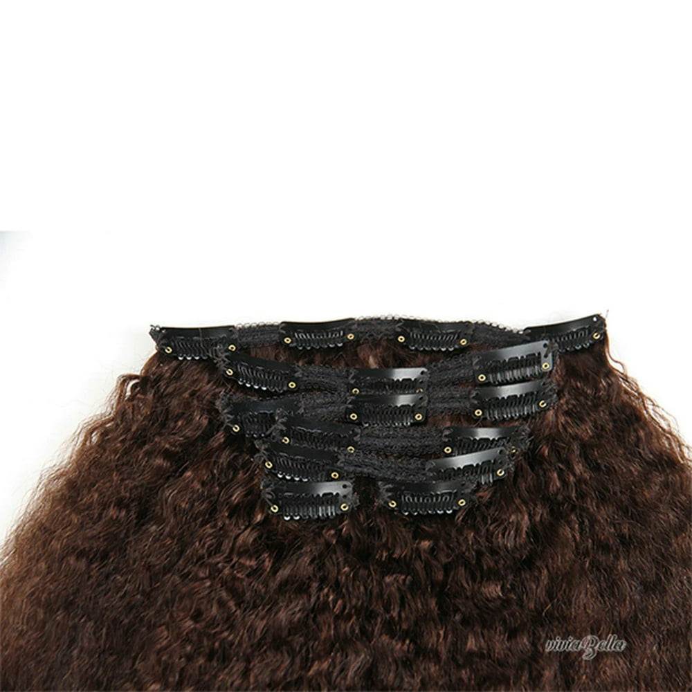 Coarse Straight Kinky Straight Clip-In Virgin Human Hair Extensions