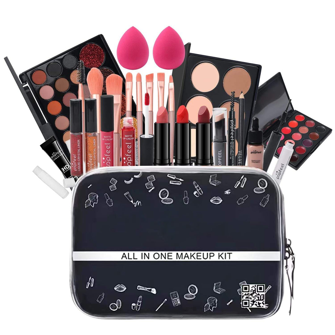 Makeup Kit All-In-One Makeup Gift Set for Women Full Kit,Including Tra【All In One Makeup Set】This makeup set for girls contains: 2 x 16-color Eyeshadow Palettes, 2 x Lip Glosses, 2 x Lipsticks, 2 x Foundations, Powder, 8 x Makeup BrushMakeup Gift Set